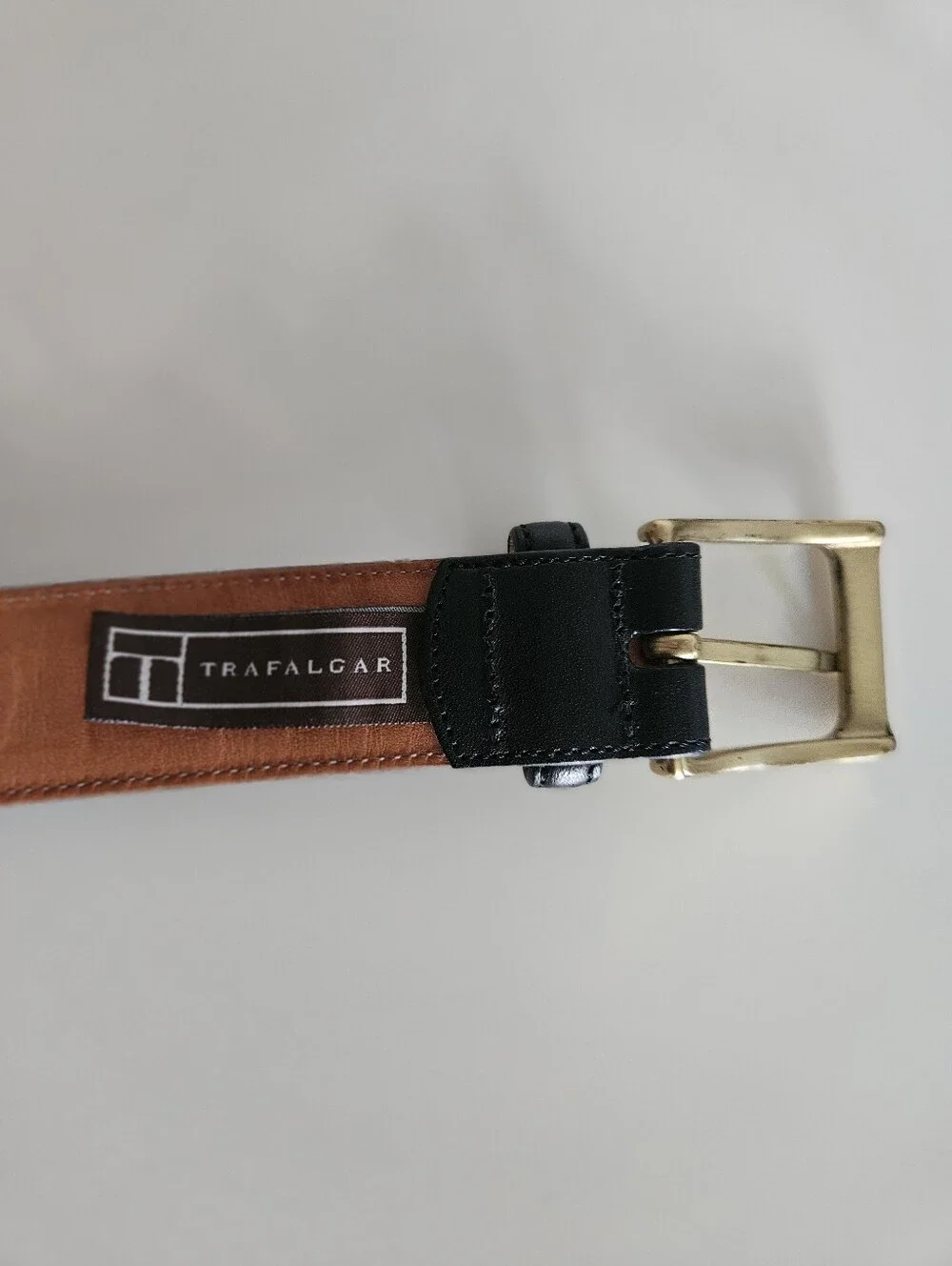 TRAFALGAR Black Leather Dress Silver Buckle Belt | SZ 42